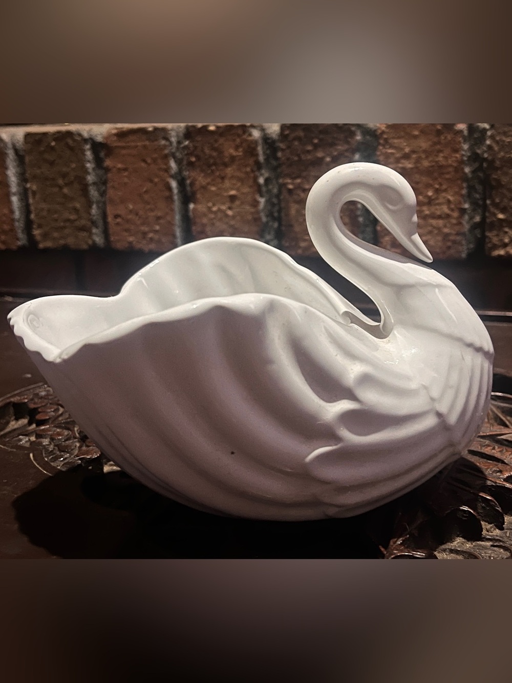 Vintage White Ceramic Swan Dish